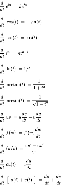 \begin{displaymath}\displaystyle
\begin{array}{l}
\displaystyle \frac{d}{dt} \;...
...y} \right] \;
= \frac{du}{dt} + \frac{dv}{dt} \\
\end{array}\end{displaymath}